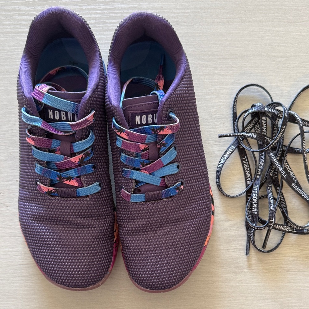 NOBULL Vibrant Purple Sneakers with Multicolor Laces
